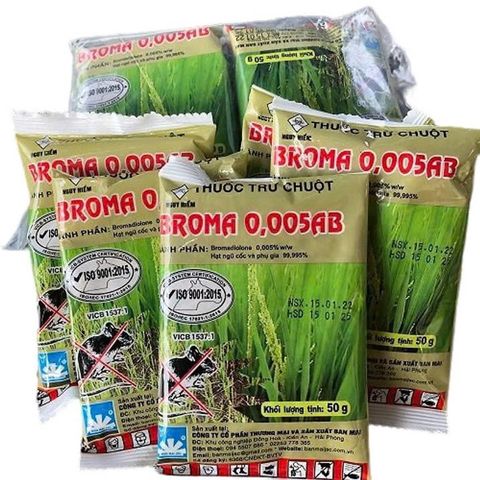 Thuốc diệt chuột sinh học Broma 0.005AB 50g - An toàn, hiệu quả cao chống chuột trong gia đình và công nghiệp