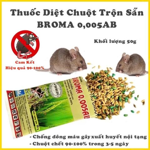 Thuốc diệt chuột sinh học Broma 0.005AB 50g - An toàn, hiệu quả cao chống chuột trong gia đình và công nghiệp