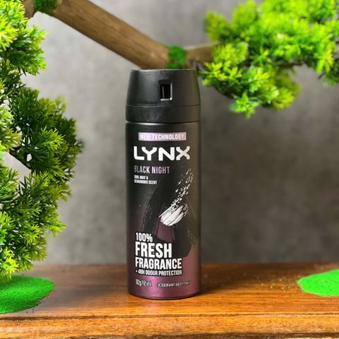 Xịt Khử Mùi Toàn Thân Lynx Black Night 165ml - Hương Bạc Hà Mát Lạnh, Ngăn Mồ Hôi Lên Đến 48 Giờ, Vệ Sinh Cá Nhân Nam