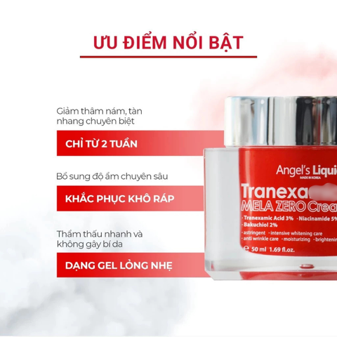 Kem Dưỡng Da Mờ Nám Tranexa Acid Angel's Liquid Mela Cream 50ml - Giúp Làm Sáng Da, Giảm Thâm Mụn, Phục Hồi Sắc Tố Da