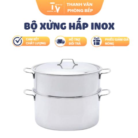 Bộ Xửng Hấp Inox 32cm - Dụng Cụ Nhà Bếp Bằng Inox 430 Chất Lượng Cao - TVKITCHEN (TV1452)