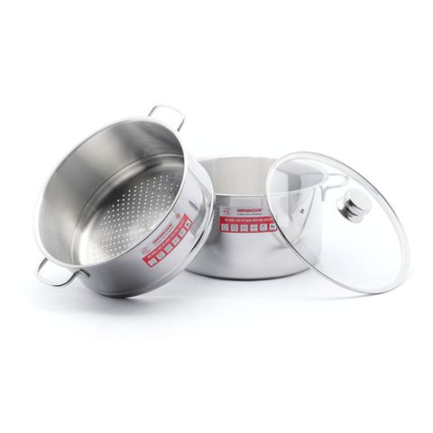 Bộ Xửng Hấp Inox 32cm - Dụng Cụ Nhà Bếp Bằng Inox 430 Chất Lượng Cao - TVKITCHEN (TV1452)