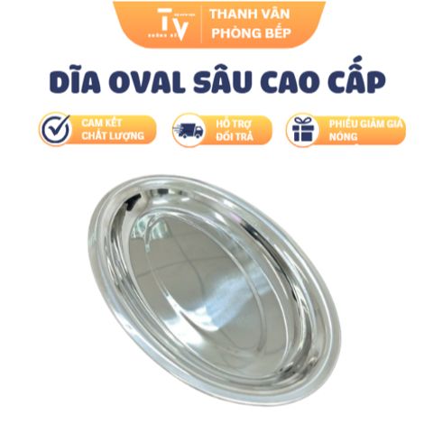 Dĩa Oval Sâu Cao Cấp Inox 45x26cm - Đồ Dùng Gia Dụng Nhà Bếp Chất Lượng Cao - TVKITCHEN (TV1474)