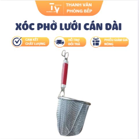Xóc Phở Lưới Cán Dài Màu Đỏ Cao Cấp Inox 304 - Dụng Cụ Nhà Bếp Chất Lượng TVKITCHEN (TV1458)