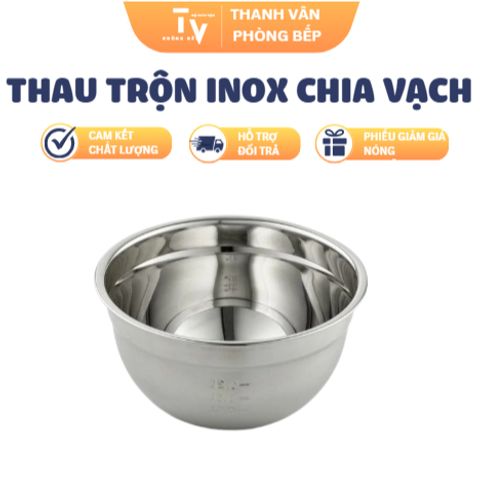 Thau Trộn Inox Chia Vạch 25cm - Dụng Cụ Nhà Bếp Cao Cấp TVKITCHEN - Đa Dạng Kích Thước, Chất Liệu Bền Bỉ (TV1477)