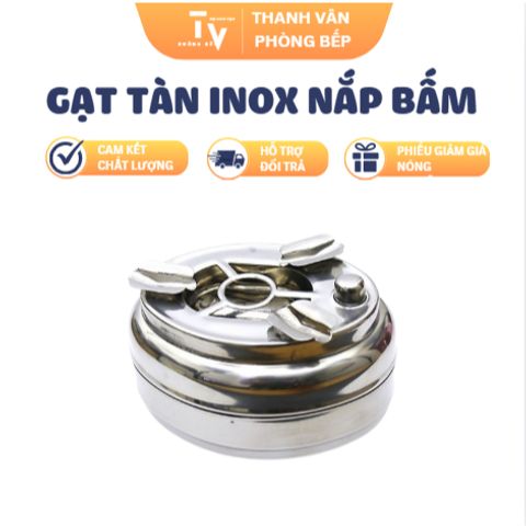 Gạt Tàn Inox Nắp Bấm - Thiết Bị Gia Dụng Mới Nhất Cho Căn Bếp Hiện Đại, Chất Liệu Cao Cấp, Dễ Dàng Sử Dụng (TV1459)