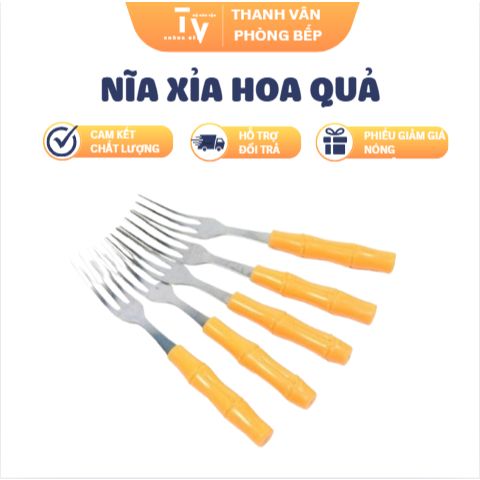 Nĩa Xỉa Hoa Quả Tiện Dụng Cán Nhựa Giả Trúc 10 Cái - Dụng Cụ Nhà Bếp Chất Lượng AP (TV1450)