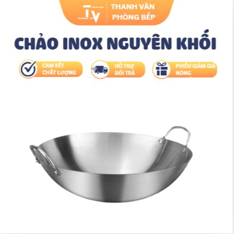 Chảo Inox Nguyên Khối Chuyên Dụng Nấu Ăn - Dụng Cụ Bếp Cao Cấp Không Dùng Bếp Từ Phẳng (TV1294)