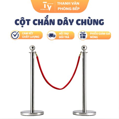 Cột Gác Cổng Inox Rào Chắn Chào Mừng Đa Dạng - Bảo Vệ Sảnh Khách Sạn, 95cm (Không Bao Gồm Dây) (TV1354)