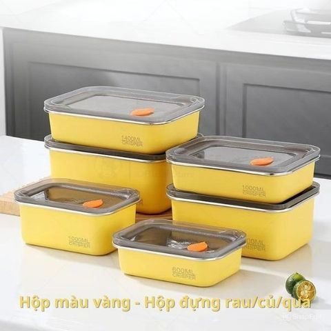 Hộp Inox Nắp Nhựa Dẻo Nhiều Màu Chọn Lựa - Tổ Chức Đồ Gia Dụng Nhà Bếp, Chất Lượng Cao (TV1308)