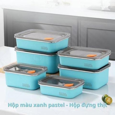Hộp Inox Nắp Nhựa Dẻo Nhiều Màu Chọn Lựa - Tổ Chức Đồ Gia Dụng Nhà Bếp, Chất Lượng Cao (TV1308)