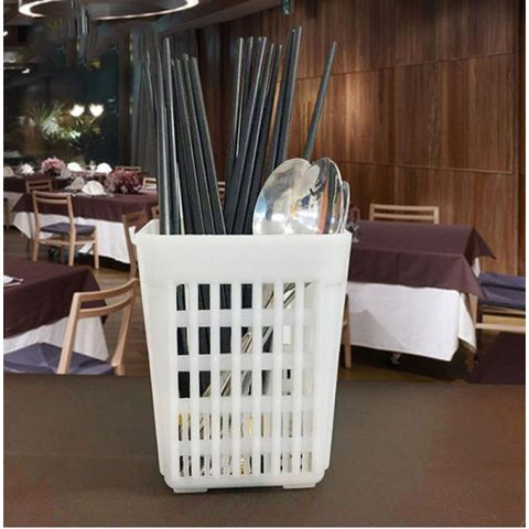 Giỏ Đựng Dao Dĩa - Đồ Gia Dụng Nhà Bếp Chất Lượng Cao, Màu Trắng, Nhựa PP, Kích Thước Tiện Dụng 10,7x10,7x13,8 cm (TV1386)
