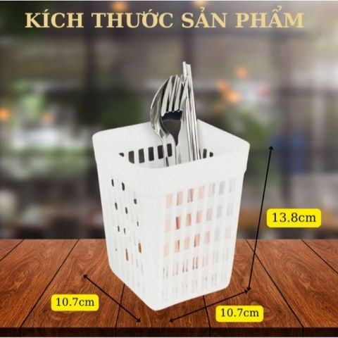 Giỏ Đựng Dao Dĩa - Đồ Gia Dụng Nhà Bếp Chất Lượng Cao, Màu Trắng, Nhựa PP, Kích Thước Tiện Dụng 10,7x10,7x13,8 cm (TV1386)