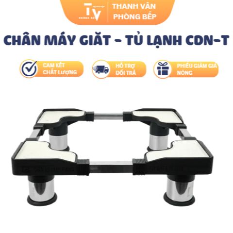 Chân đỡ máy giặt & tủ lạnh nhỏ CDN-T cao 12cm, chất liệu inox và nhựa, chịu tải 100kg, tiện ích cho gian bếp gia đình (TV1237)