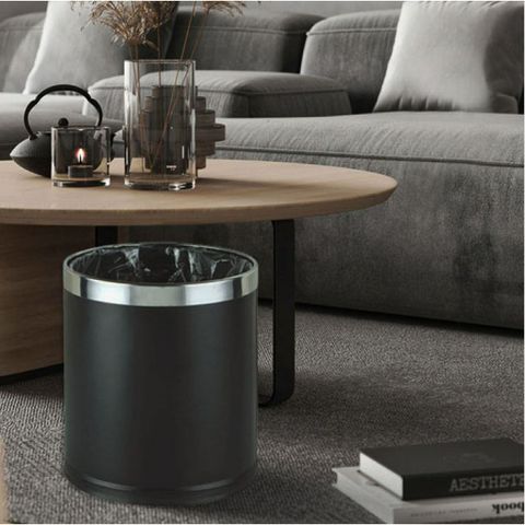 Sọt Thùng Rác 2 Lớp TVKITCHEN - Thiết Kế Hiện Đại, Chất Liệu Inox Cao Cấp, Kích Thước Ø25cm - Đen & Nhiều Màu Sắc (TV1393)