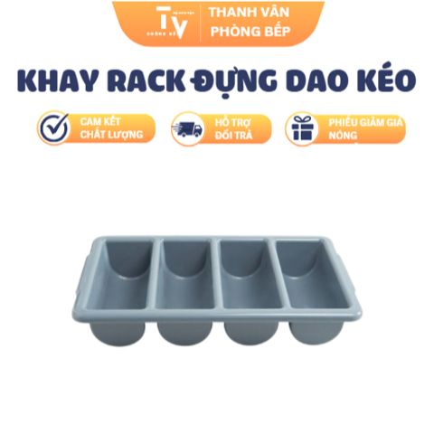 Khay Rack Đựng Dao Kéo 4 và 8 Ngăn - Giải Pháp Tổ Chức Tiện Lợi Cho Nhà Bếp - Chất Liệu Nhựa PP, Màu Ghi