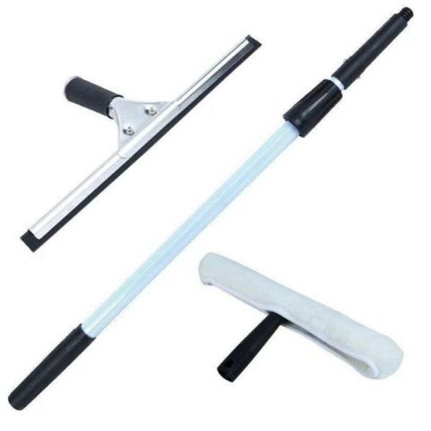 Bộ dụng cụ lau kính đa năng TVKITCHEN - Gồm tay gạt, lưỡi gạt inox và phụ kiện chà kính, tiện lợi cho mỗi gia đình (TV1369)