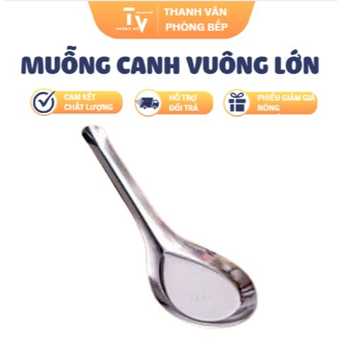 Muỗng Canh Vuông Lớn Cao Cấp Inox 430 - Bộ 10 Cái TVKITCHEN Dụng Cụ Nhà Bếp Chất Lượng Cao (TV1448)