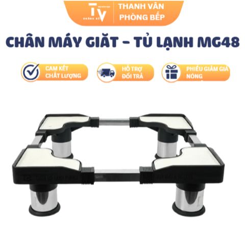 Chân Máy Giặt Tủ Lạnh MG48 - Độ Cao 12cm, Chất Liệu Inox Nhựa, Đảm Bảo Tải Trọng 100kg, Dụng Cụ Nhà Bếp Chất Lượng Cao (TV1235)