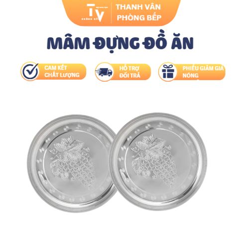 Mâm Đựng Đồ Ăn Inox Cao Cấp 50x26x13cm - Mẫu Hoa Văn Đẹp, Dụng Cụ Nhà Bếp Chất Lượng từ TVKITCHEN TV1280)