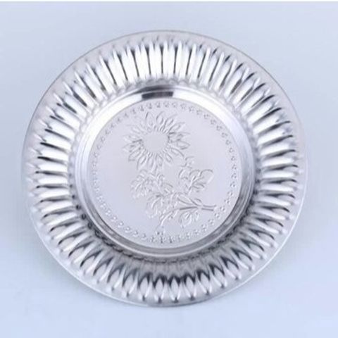 Mâm Đựng Đồ Ăn Inox Cao Cấp 50x26x13cm - Mẫu Hoa Văn Đẹp, Dụng Cụ Nhà Bếp Chất Lượng từ TVKITCHEN TV1280)