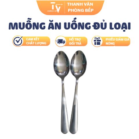 Muỗng inox cao cấp 1 lốc 10 cái - Dụng cụ nhà bếp đa dạng kiểu dáng, chất lượng đảm bảo từ TVKITCHEN (TV1445)