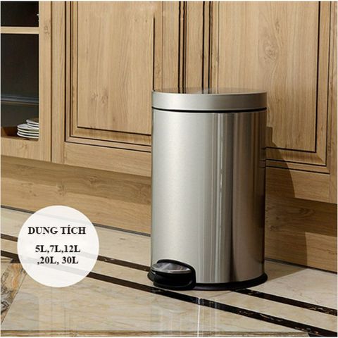 Thùng rác inox đạp chân tròn được làm từ nhựa PVC (TV1391)