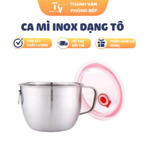 Ca Mì Inox Dạng Tô Giữ Nhiệt Cao Cấp 1.2L - Dụng Cụ Nhà Bếp Siêu Bền Với Khoen Treo Thông Minh (TV1303)