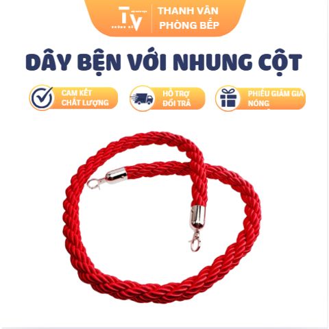 Dây bện với nhung cột chắn inox thay thế 1.5m và đủ màu (TV1363)