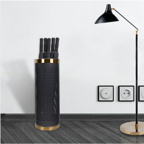 Sọt Để Ô Dù Thép Sơn Đen Viền Inox Vàng - Giải Pháp Lưu Trữ Thông Minh Cho Không Gian Nhà Bếp Hiện Đại (TV1365)