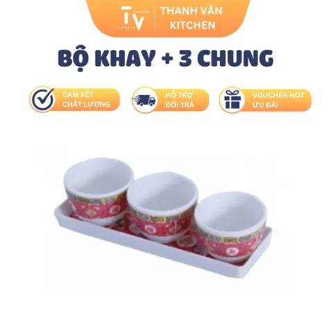 Bộ Khay + 3 Chung Trà tiện lợi (TV727)