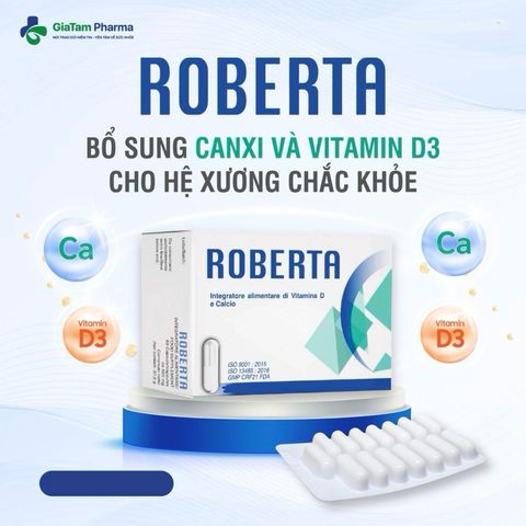 Canxi ROBERTA 30 Viên Nhập Khẩu Từ Ý - Hỗ Trợ Xương Khỏe Mạnh, Phát Triển Chiều Cao Cho Trẻ Em và Phụ Nữ Mang Thai