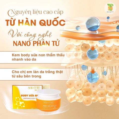 Kem Body Trắng Da Cấp Tốc SOO MIN 250gr - Chống Nắng, Phục Hồi Da Mỏng Yếu, Dưỡng Trắng Mịn màng Ngày và Đêm Hàn Quốc