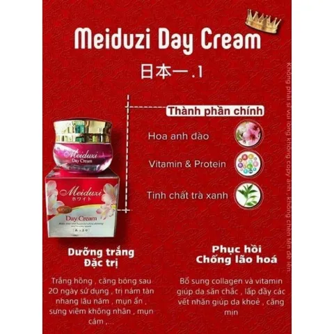 Combo Kem Dưỡng Trắng Da MEIDUZI Xanh Đỏ Ngày Và Đêm - Mờ Thâm Sạm, Nám Mụn 20Gram - Chăm Sóc Da Từ Thiên Nhiên Nhật Bản