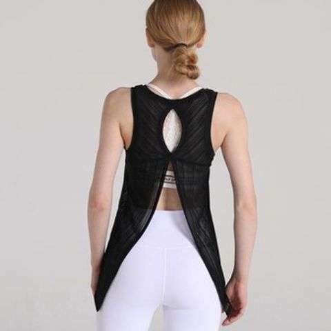 Áo tank top lưới nữ buộc dây phía sau - Phong cách thể thao thời trang, mặc 2 kiểu, mềm mịn, dễ phối các set đồ mùa hè