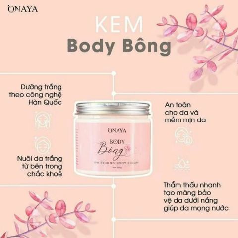 Kem Body Bông Dưỡng Trắng Da ONAYA 240g - Kem Dưỡng Trắng Da Mịn Màng, Chống Nắng và Dưỡng Ẩm Cho Làn Da Rạng Rỡ