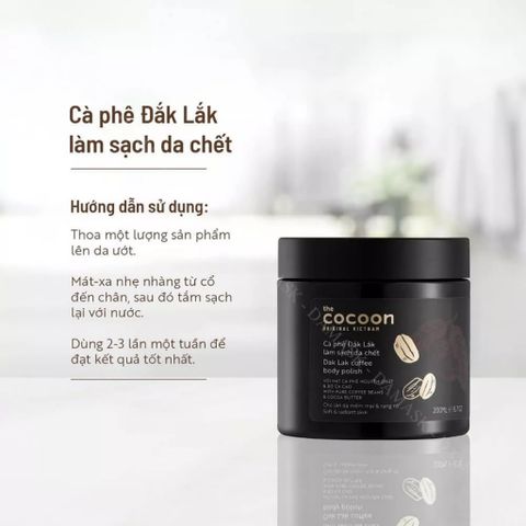 Tẩy Da Chết Body Cà Phê Đăk Lắk CooCoon - Sản Phẩm Chăm Sóc Da Thiên Nhiên 200g, Giúp Da Mềm Mịn và Sáng Màu