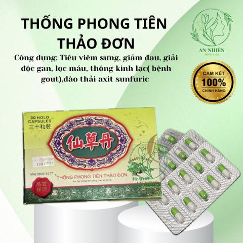 Thống Phong Tiên Thảo Đơn Giảm Đau Xương Khớp, Hỗ Trợ Điều Trị Gút, 30 Viên Hộp Chính Hãng Malaysia