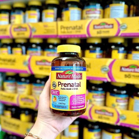 Viên uống bổ bầu Prenatal Nature Made 150 viên - Vitamin và khoáng chất cho mẹ và bé, Hỗ trợ phát triển não bộ và sức khỏe thai kỳ
