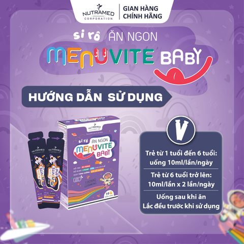 Siro Ăn Ngon Menuvite Baby - Bổ Sung Lysine, Kẽm Hỗ Trợ Tăng Cường Đề Kháng Cho Trẻ Em, 10 Gói X 10ml