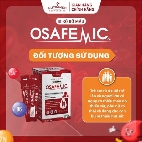 Siro Bổ Máu Osafemic - Hỗ Trợ Sắt, Acid Folic, Vitamin B6 & B12 Cho Trẻ Em & Người Lớn, Giảm Nguy Cơ Thiếu Máu