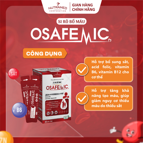 Siro Bổ Máu Osafemic - Hỗ Trợ Sắt, Acid Folic, Vitamin B6 & B12 Cho Trẻ Em & Người Lớn, Giảm Nguy Cơ Thiếu Máu