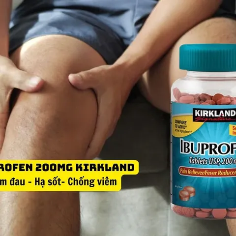 Viên giảm đau hạ sốt Kirkland Ibuprofen 200mg - Hộp 200 viên chính hãng Mỹ, Giải pháp hiệu quả cho đau đầu và cảm sốt.