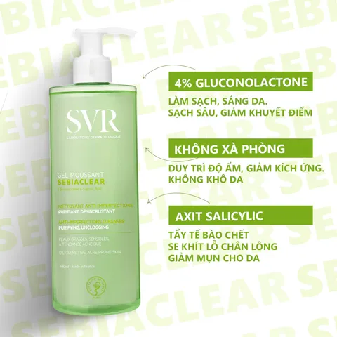 Sữa Rửa Mặt Gel SVR 400ml - Không Chứa Xà Phòng, Làm Sạch Dịu Nhẹ & Dưỡng Ẩm An Toàn Cho Da Nhạy Cảm, Trẻ Sơ Sinh