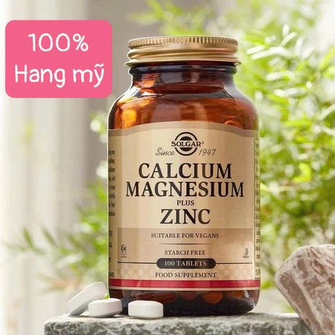 Viên bổ sung Solgar Calcium Magnesium Zinc 100 viên - Hỗ trợ xương, cơ và miễn dịch, hàng Mỹ chất lượng cao