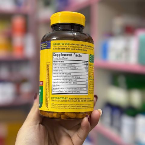 Nature Made Super B-Complex with Vitamin C 360 Viên - Tăng Cường Năng Lượng, Hỗ Trợ Thần Kinh và Miễn Dịch Khỏe Mạnh