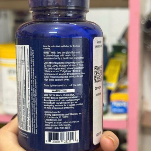 Life Extension Two-Per-Day Multivitamin 120 viên – Viên uống bổ sung vitamin và khoáng chất tổng hợp hàm lượng cao