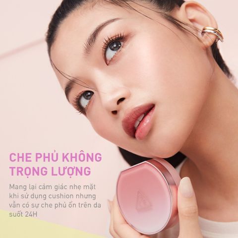 Phấn Nước Cushion 3CE Fitting Mesh Cover Kèm Refill 15g - Lớp Nền Mỏng Mịn, Tự Nhiên, Chống Nắng SPF 40 PA+++