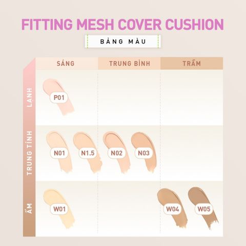 Phấn Nước Cushion 3CE Fitting Mesh Cover Kèm Refill 15g - Lớp Nền Mỏng Mịn, Tự Nhiên, Chống Nắng SPF 40 PA+++