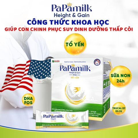 Sữa Tăng Cân, Chiều Cao Cho Trẻ PaPamilk Height & Gain Sữa Non 24H Tổ Yến - Dinh Dưỡng Tăng Cường Sức Đề Kháng, Phát Triển Toàn Diện